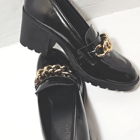 Limelight womens shoes sz 8 black platform patent chunky chain slip-on l… - Picture 1 of 16